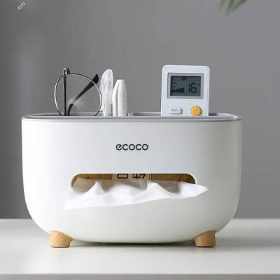 Контейнер для серветок настільний з органайзером Tissue box Білий
