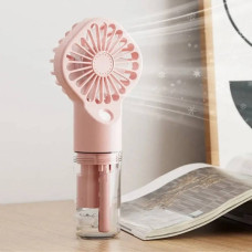 Вентилятор ручний портативний з розпиленням води Small fan Рожевий