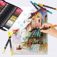 Набір двосторонніх маркерів у зручній сумці 120шт Dual Brush