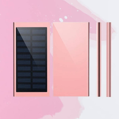 Power bank 20000mAh із сонячною панеллю Solar Charger Рожевий