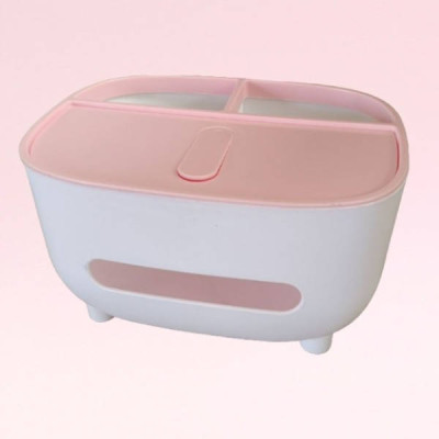 Контейнер для серветок настільний з органайзером Tissue box Рожевий