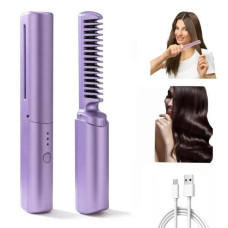 Гребінець для випрямлення волосся електричний з USB-портом Hair Comb Фіолетовий