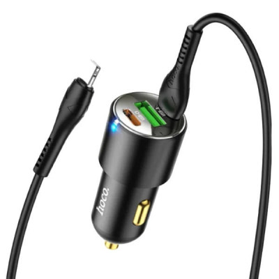 Автомобільний зарядний пристрій HOCO NZ6 PD45W 3-port (Type-C to iP) Чорне