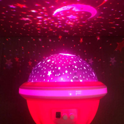 Ночник проектор зоряне небо UFO Star Master Dream, що обертається Рожевий