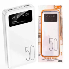 Power bank 50000mAh з дисплеєм та ліхтариком Viaking N4 Білий