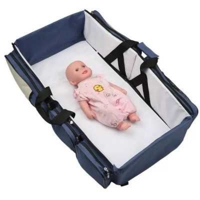 Сумка для мам багатофункціональна, перенесення-ліжко для немовлят Baby room Синя
