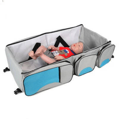 Сумка для мам багатофункціональна, перенесення-ліжко для немовлят Baby room Сіра