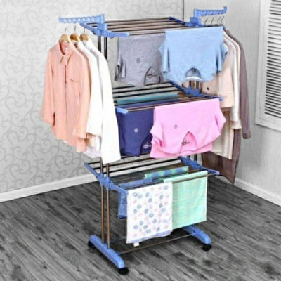 Сушарка для білизни Garment rack with wheels № K12-120 Блакитний