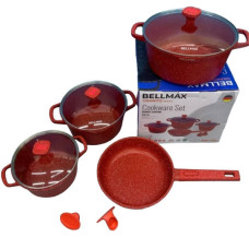 Набір посуду 9 предметів Bellmax Cookware Set BM-152 Червоний