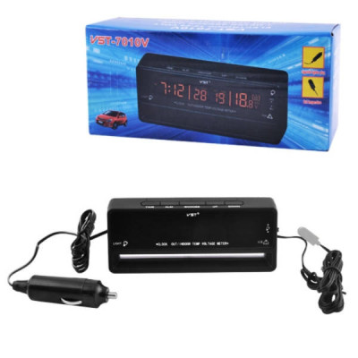 Автогодинник вольтметр 2 термометра VST-7010V Чорний