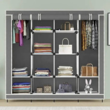 Шафа для одягу тканинна 4 секції 170х45х170см Storage Rack 88170 Сірий