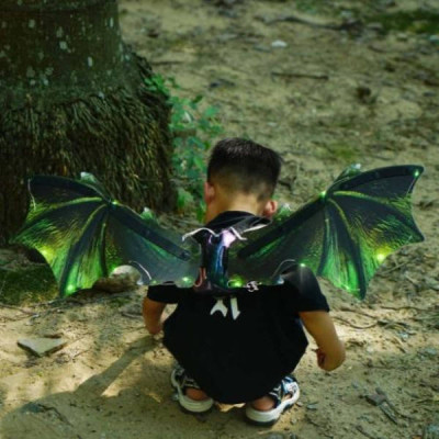 Крила дракона з підсвічуванням та зі звуком на батарейках Shadow Angel Зелені