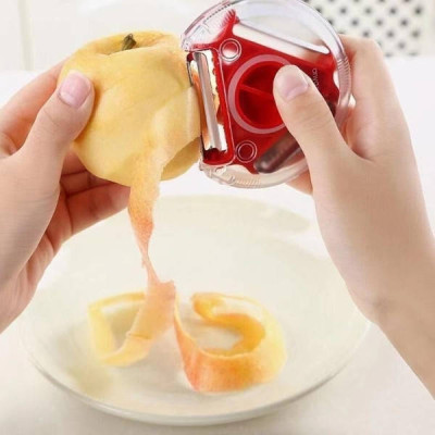 Універсальна овочерізка тристороння для нарізки соломкою Rotary multifunctional peeler Червона