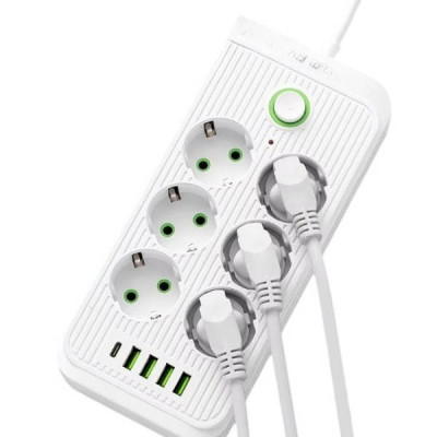Фільтр з USB (6×220В+4×USB+1×Type-C) QL-1075U 3 метри Білий