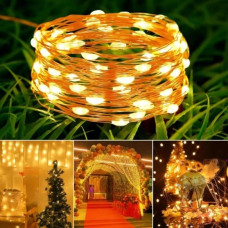 Світлодіодна гірлянда 12м 100LED RGB (живлення від сонячної панелі) Теплий білий