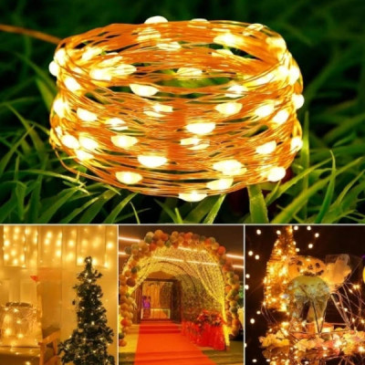Світлодіодна гірлянда 12м 100LED RGB (живлення від сонячної панелі) Теплий білий