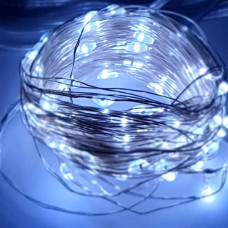 Світлодіодна гірлянда 12м 100LED RGB (живлення від сонячної панелі) Холодний білий