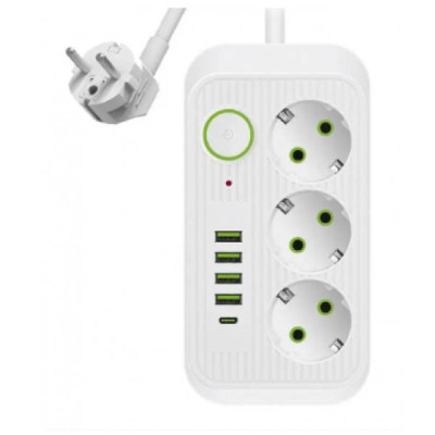 Фільтр з USB (3×220В+4×USB+1×Type-C) QL-1074U 5 метрів Білий