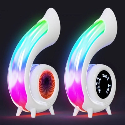 Нічник з годинником та Bluetooth колонкою G69 Pro LED Lyrics Біла