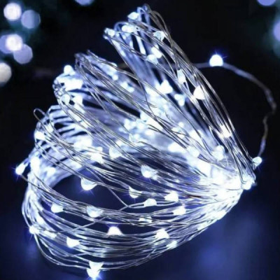 Гірлянда Роса срібний дріт USB з пультом д/в 40м 400LED Білий