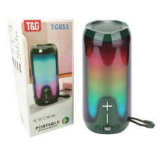 Колонка Bluetooth з RGB підсвічуванням та радіо акумуляторна TG651 Зелена