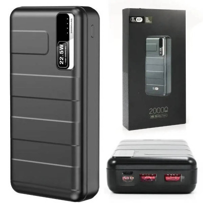 Power Bank 20000 mAh Type-C + 2 USB 22.5W KP-22 Чорний