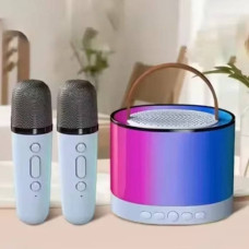 Караоке колонка з 2 мікрофонами та підсвічуванням Bluetooth K52 Блакитна