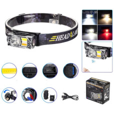 Ліхтар налобний акумуляторний YY-19B-3SMD+2COB(white+yellow+red) Чорний