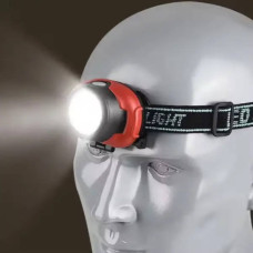 Ліхтар налобний на батарейках 1801-COB+LED Чорний з червоним