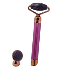 Електричний ролик - масажер для обличчя Flawless Facial Roller Фіолетовий із золотистим