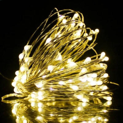 Гірлянда роса 10м 100led+пульт Тепле світло