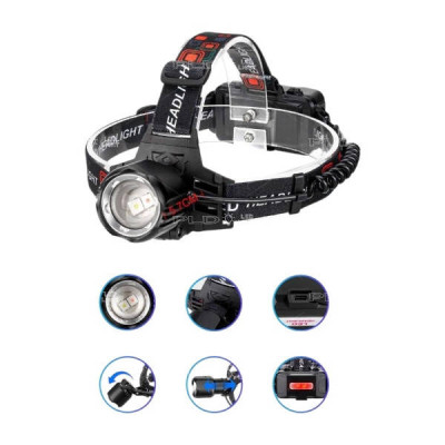 Ліхтар налобний PLD-T115-2PM10-TG (white+green) Чорний