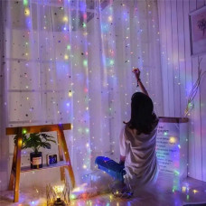 Гірлянда штора роса 300 Led 3*3м від USB Мультиколор