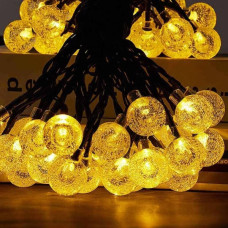 Гірлянда Кульки 50 Led вулична вологостійка від сонячної панелі, чорний дріт SF-61 Тепле світло