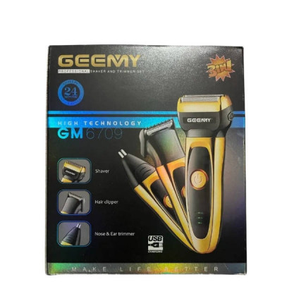 Тример для стрижки волосся GM-6709 Чорна із золотим
