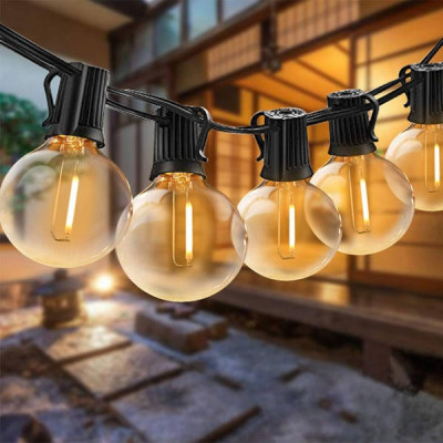 Гірлянда в стилі ретро вулична з сонячною панеллю 30м/50 LED НА-93 Чорна