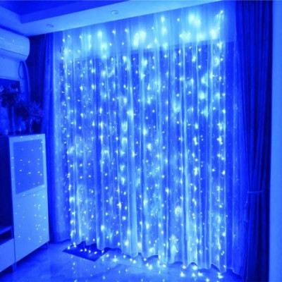 Гірлянда штора 3x2м 200LED USB з пультом Синій
