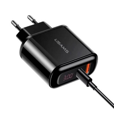 Зарядний пристрій UsamsUS-CC085 T23 QC3.0+PD3.0 18W Digital Display black