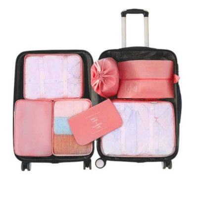 Набір органайзерів для зберігання речей дорожній 8 шт Travel storage bag XL-940 Рожевий