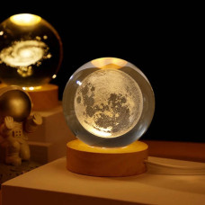 Куля акрилова Місяць 3D 6см з підсвічуванням на підставці