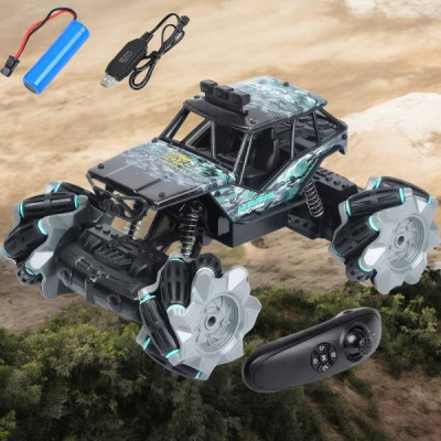 Джип перевертень радіокерований 4WD з Toy car 3855 Чорний із зеленим