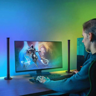 Комплект з двох ламп для підсвічування RGB 2шт +APP Smart та пульт 24см Чорні