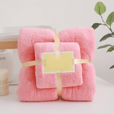Набір рушників 2шт 145*80см та 75*35см Towel blanket 521-2415 Рожевий