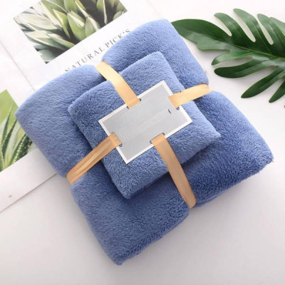 Набір рушників 2шт 145*80см та 75*35см Towel blanket 521-2415 Синій