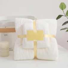 Набір рушників 2шт 145*80см та 75*35см Towel blanket 521-2415 Білий