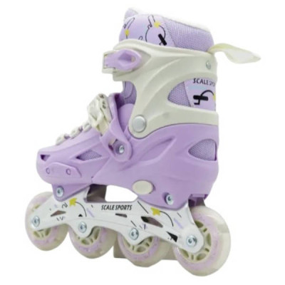Ролики дитячі розсувні розмір 34-38 Scale Sports Purple LF 605 Бузкові з білим