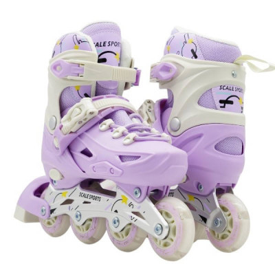 Ролики дитячі розсувні розмір 29-33 Scale Sports Purple LF 605 Бузкові з білим