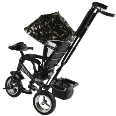 Велосипед триколісний з ручкою та козирком 60-775 Best Trike Чорний із золотим