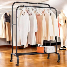 Стійка для одягу підлогова металева на коліщатках Loft Rack Чорна