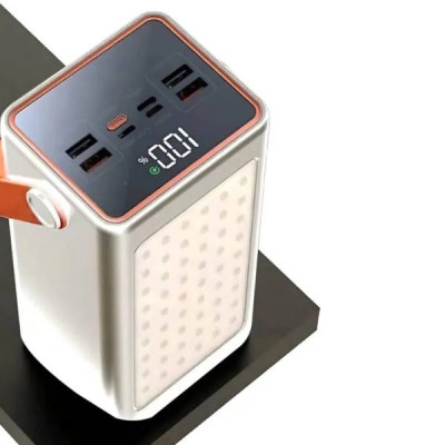 Power Bank 100000 mAh з ремінцем та ліхтарем YM-655 Білий